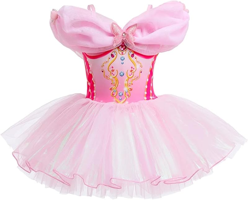 HIHCBF Princess Girls Leotards Ballet Dance Skirted Tutus Short Sleeve Dancewear Halloween Christmas Party Fancy Dress - TrendyLookz