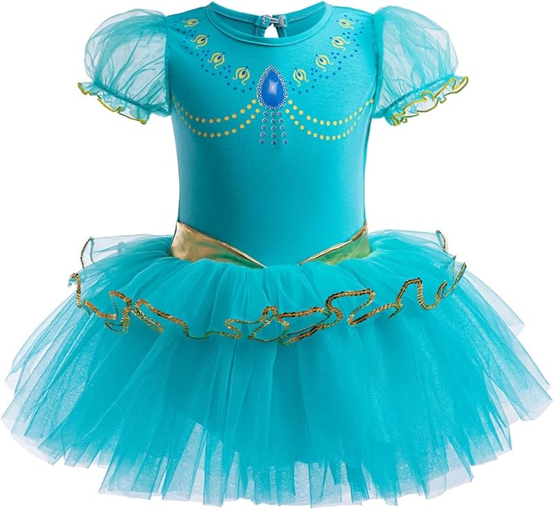 HIHCBF Princess Girls Leotards Ballet Dance Skirted Tutus Short Sleeve Dancewear Halloween Christmas Party Fancy Dress - TrendyLookz