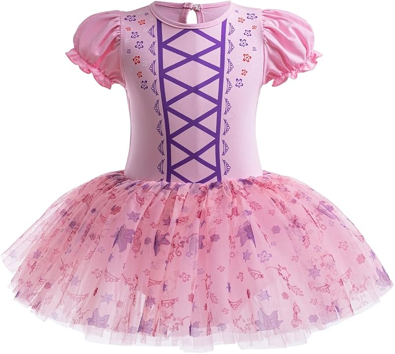 HIHCBF Princess Girls Leotards Ballet Dance Skirted Tutus Short Sleeve Dancewear Halloween Christmas Party Fancy Dress - TrendyLookz