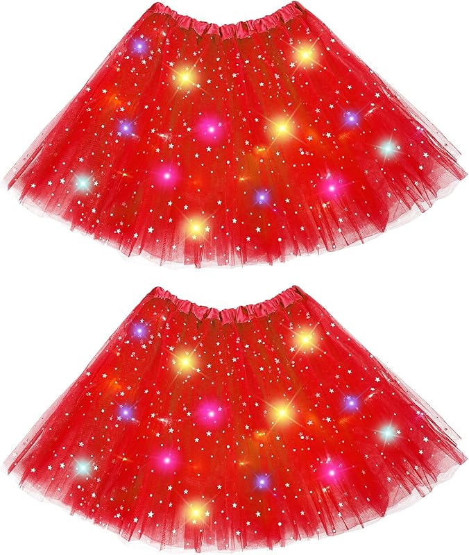 Hikkcos 2 Pcs Halloween Tutu Skirt for Adult Women Light Up Tutus Skirt Led Tutu Costume for Canival Party - TrendyLookz