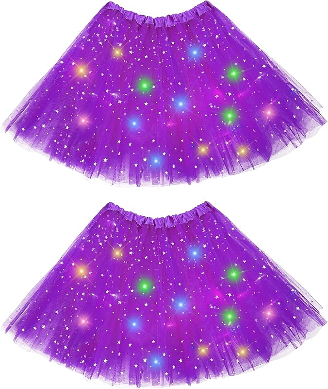 Hikkcos 2 Pcs Halloween Tutu Skirt for Adult Women Light Up Tutus Skirt Led Tutu Costume for Canival Party - TrendyLookz