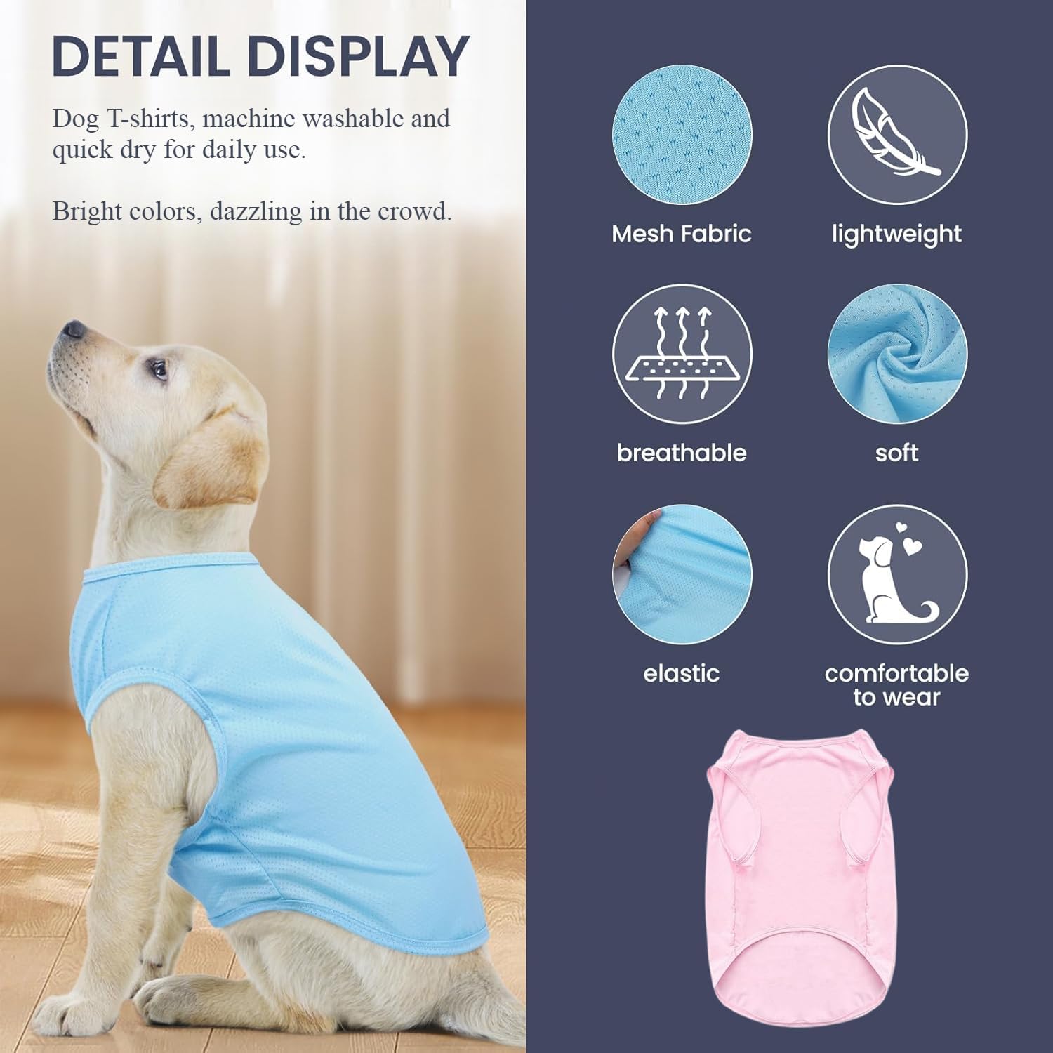 Hunde Shirt Sommer, Kühlwesten für Hunde, Hund UV Schutz T-Shirt, Hundekostüm, Hundehemd Tshirt, Haustier Tshirt für Kleine Mittelgroße Hund Katzen, Haustier Kleidung für Chihuahua, Yorkie (Rosa,M) - TrendyLookz