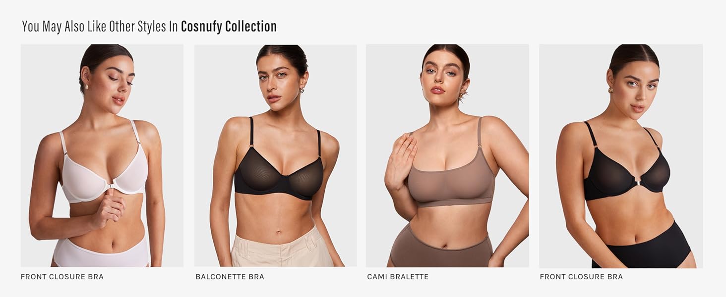 INLYRIC Women's Cosnufy Sheer Balconette Bra Demi Unlined Plunge Mesh See Through Sexy Bras Underwire - TrendyLookz