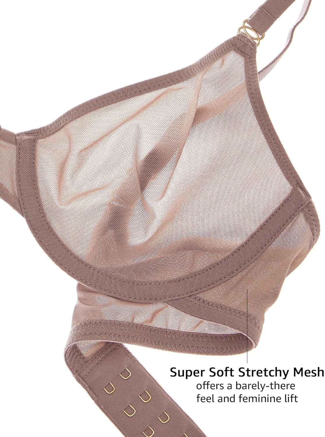 INLYRIC Women's Cosnufy Sheer Balconette Bra Demi Unlined Plunge Mesh See Through Sexy Bras Underwire - TrendyLookz