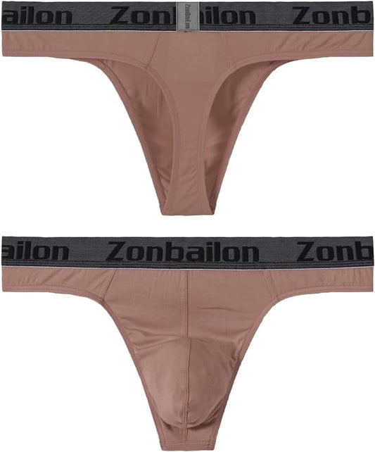 JINSHI Men's Bamboo Viscose Thong Sexy T - back Mens Underwear Low Rise Stretch Tagless Underwear Multi M L XL XXL - TrendyLookz