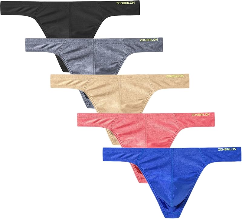 JINSHI Men's Thong Underwear Sexy Ice Silk Glossy G String Male Athletic Thongs T Back For Men Bikini Briefs - TrendyLookz