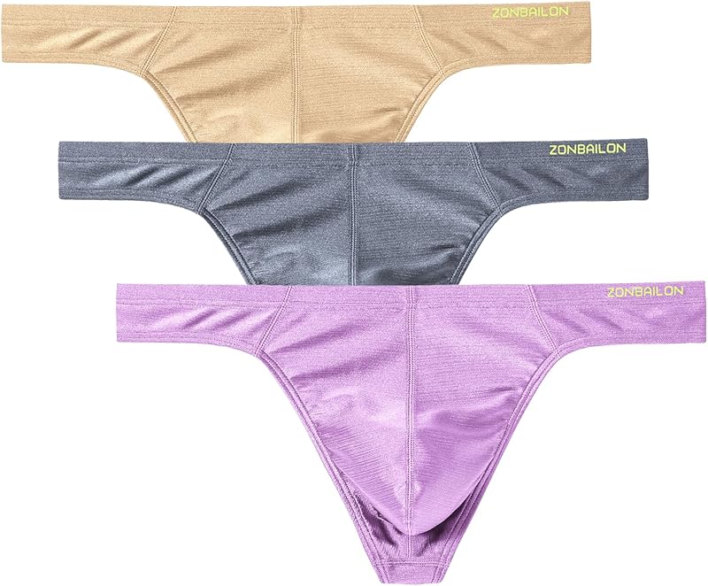 JINSHI Men's Thong Underwear Sexy Ice Silk Glossy G String Male Athletic Thongs T Back For Men Bikini Briefs - TrendyLookz
