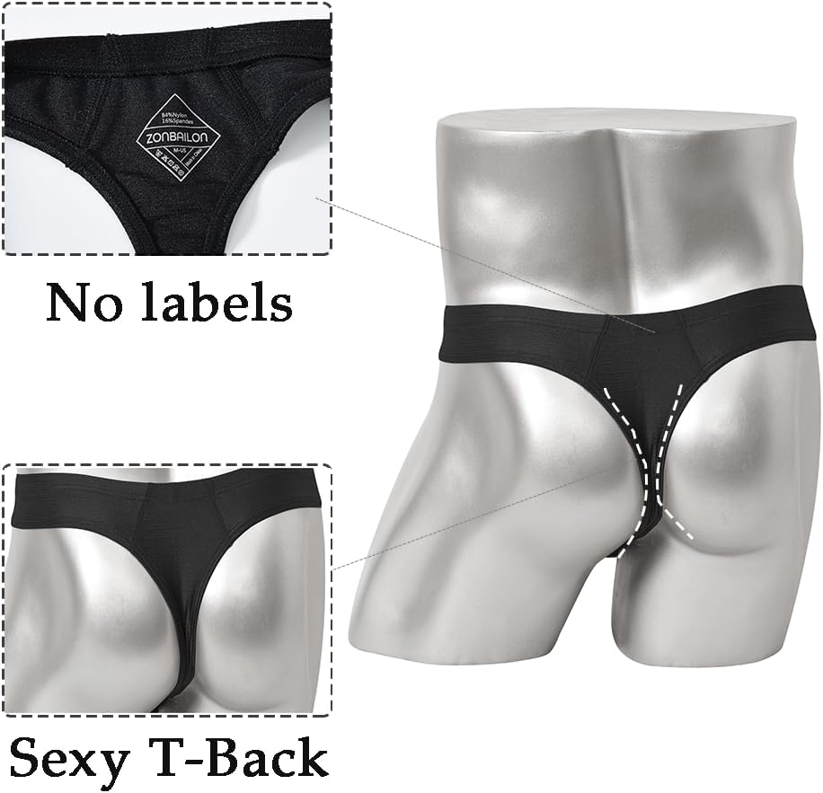JINSHI Men's Thong Underwear Sexy Ice Silk Glossy G String Male Athletic Thongs T Back For Men Bikini Briefs - TrendyLookz