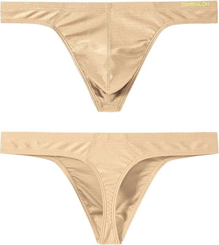 JINSHI Men's Thong Underwear Sexy Ice Silk Glossy G String Male Athletic Thongs T Back For Men Bikini Briefs - TrendyLookz