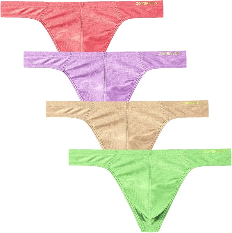 JINSHI Men's Thong Underwear Sexy Ice Silk Glossy G String Male Athletic Thongs T Back For Men Bikini Briefs - TrendyLookz
