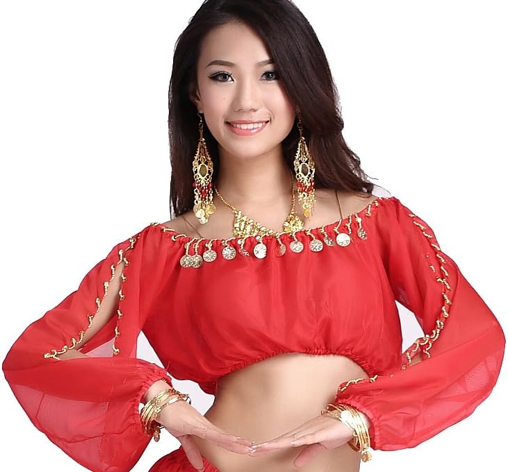 Lady's Belly Dance Long Sleeves Chiffon Top - TrendyLookz