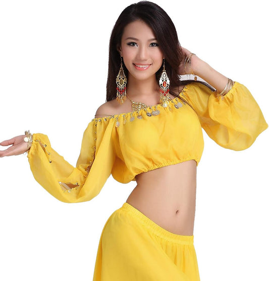 Lady's Belly Dance Long Sleeves Chiffon Top - TrendyLookz