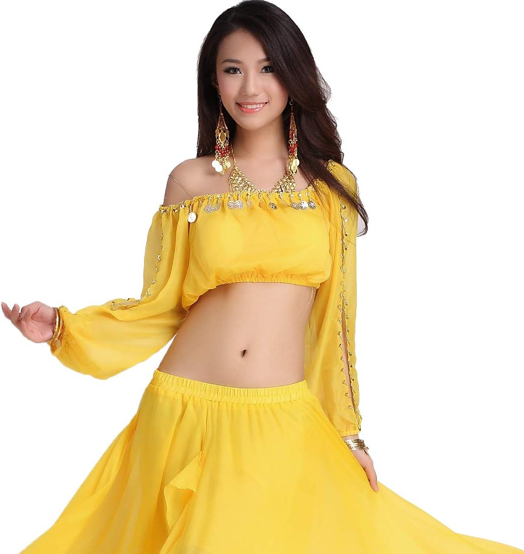 Lady's Belly Dance Long Sleeves Chiffon Top - TrendyLookz