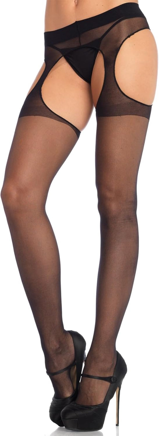 Leg Avenue Womens High Waist Sheer Suspender Pantyhose Stockings - TrendyLookz