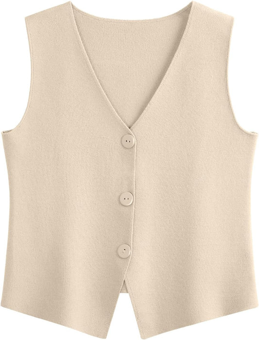 LILLUSORY Sweater Vest Women Sleeveless V Neck Trendy Spring Tops Dressy Button Up 2025 Knit Work Business Casual Outfits - TrendyLookz