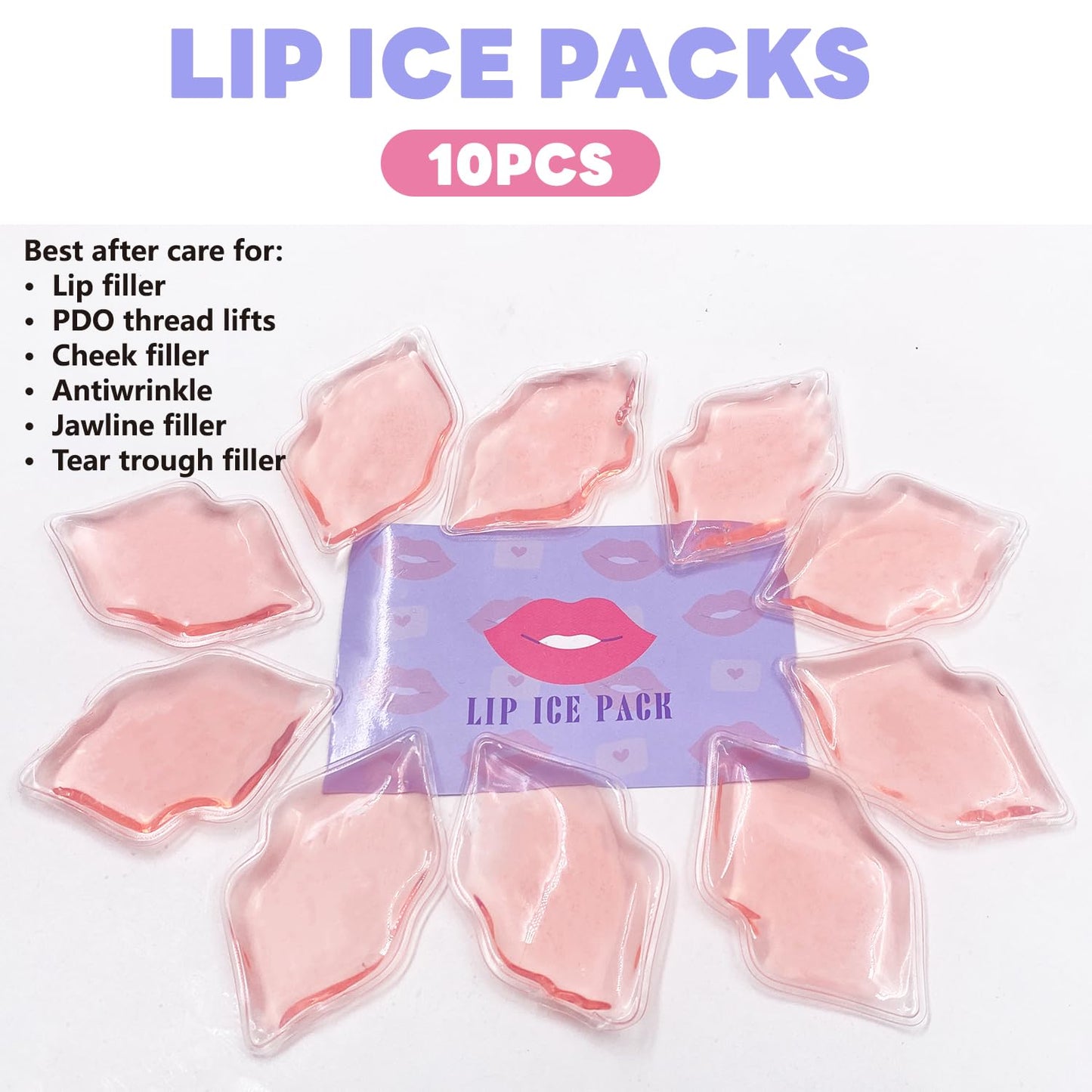 Lip Ice Pack for Cosmetic (10 PCS)，Ice Pack After lip ice treatment, reusable ice pack lip shape ice pack to relieve pain and relax lips, anti - aging lip care ice pack to reduce lip swelling - TrendyLookz