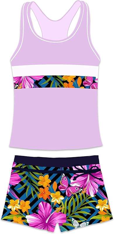 Little Girls' Summer Swimwear Two Piece Boyshort Tankini Kids Swimsuit - TrendyLookz
