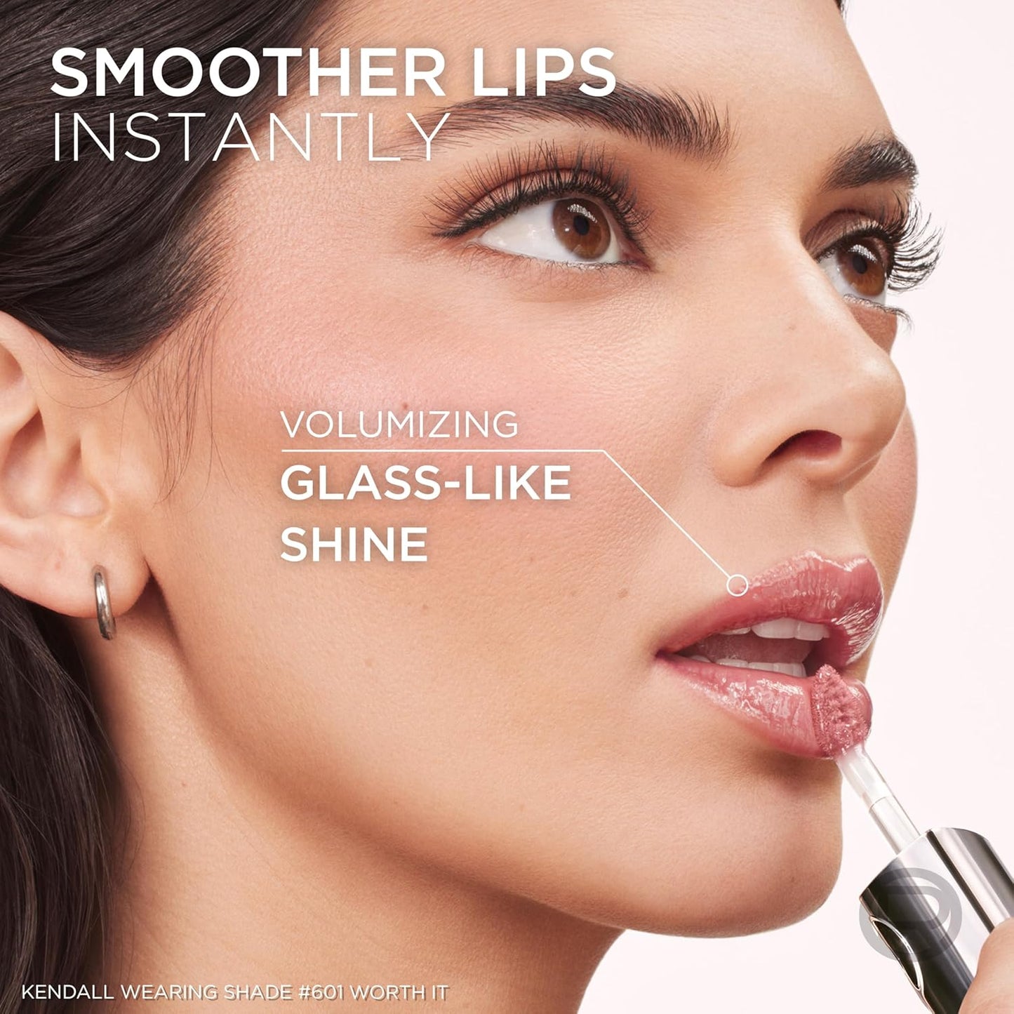 L'Oreal Paris Plump Ambition Hyaluron Lip Oil, 24 HR Lip Gloss with Hyaluronic Acid, Volumizing Formula with Glass - Like Shine, Cristal Clear 101, 0.16 Fl Oz - TrendyLookz