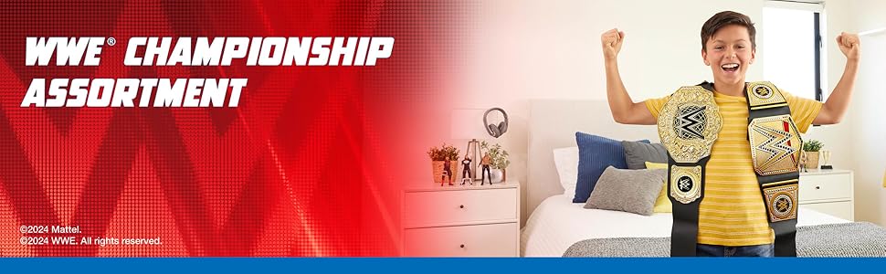 Mattel WWE Championship Title, World Heavyweight Championship Role - Play & Costume Piece, Leather - Like Belt 3+ Feet with One - Time Adjustment - TrendyLookz