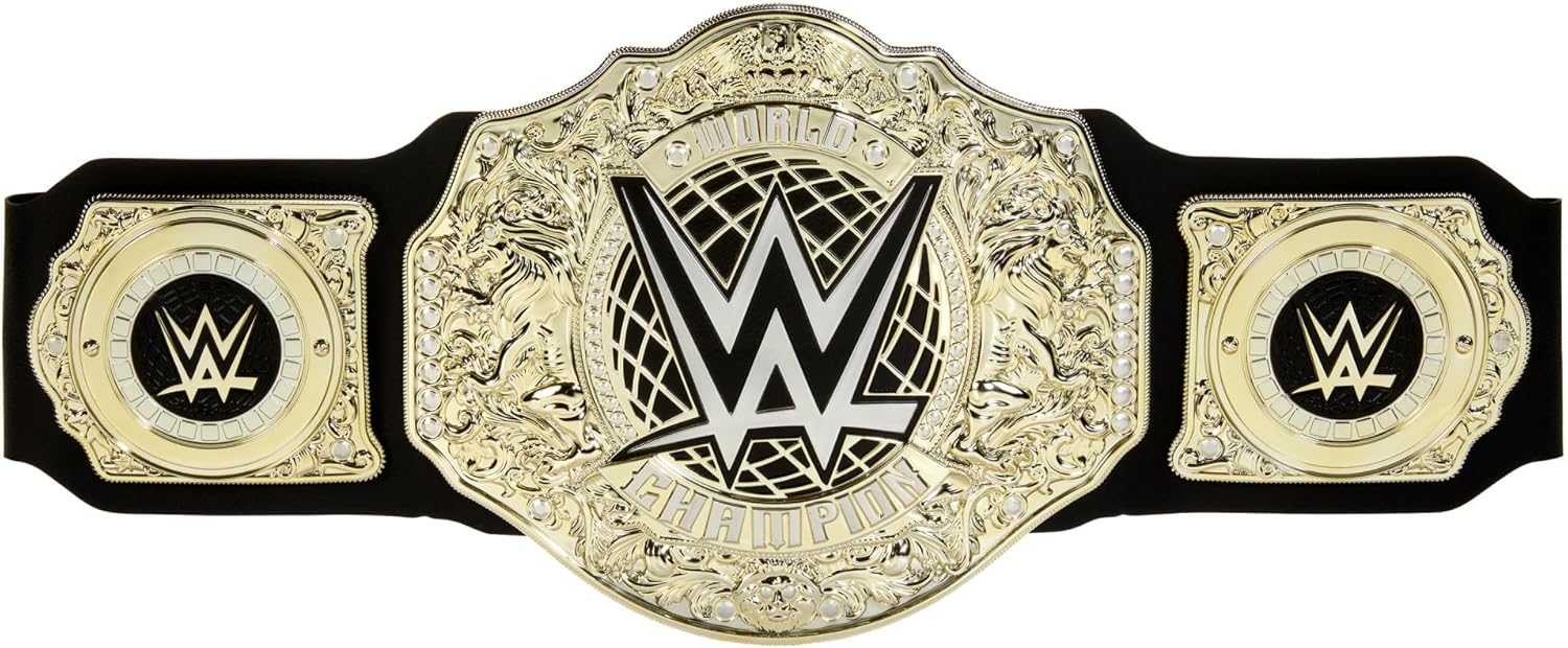 Mattel WWE Championship Title, World Heavyweight Championship Role - Play & Costume Piece, Leather - Like Belt 3+ Feet with One - Time Adjustment - TrendyLookz