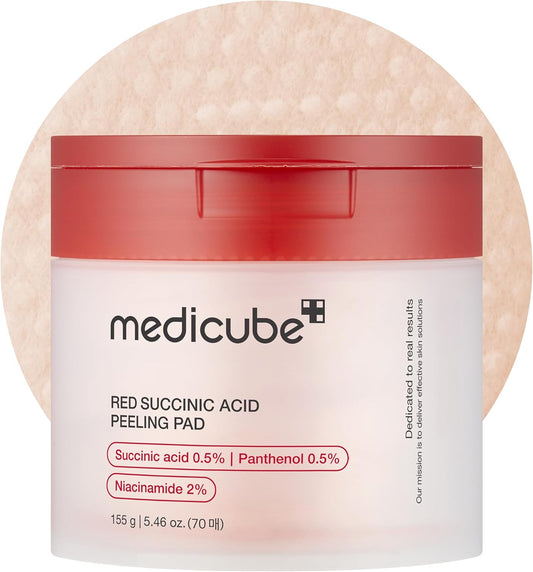 Medicube Red Succinic Acid Panthenol Facial Peeling Pads - Exfoliating Toner Pads for Breakout - Prone Skin with Niacinamide, AHA, BHA, and Soothing Panthenol - Non - Comedogenic - TrendyLookz