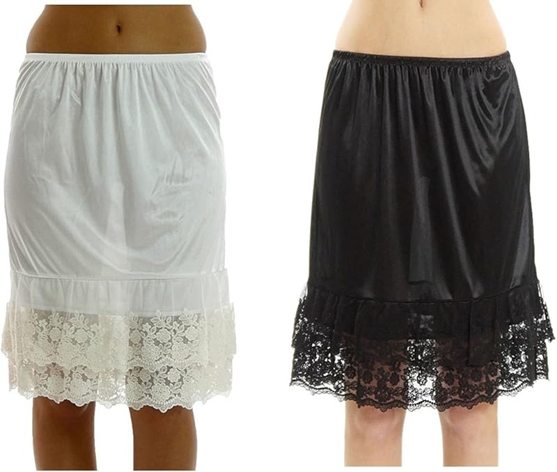 MELODY Double Lace Half Slip Satin Skirt Extender - 21" length - TrendyLookz
