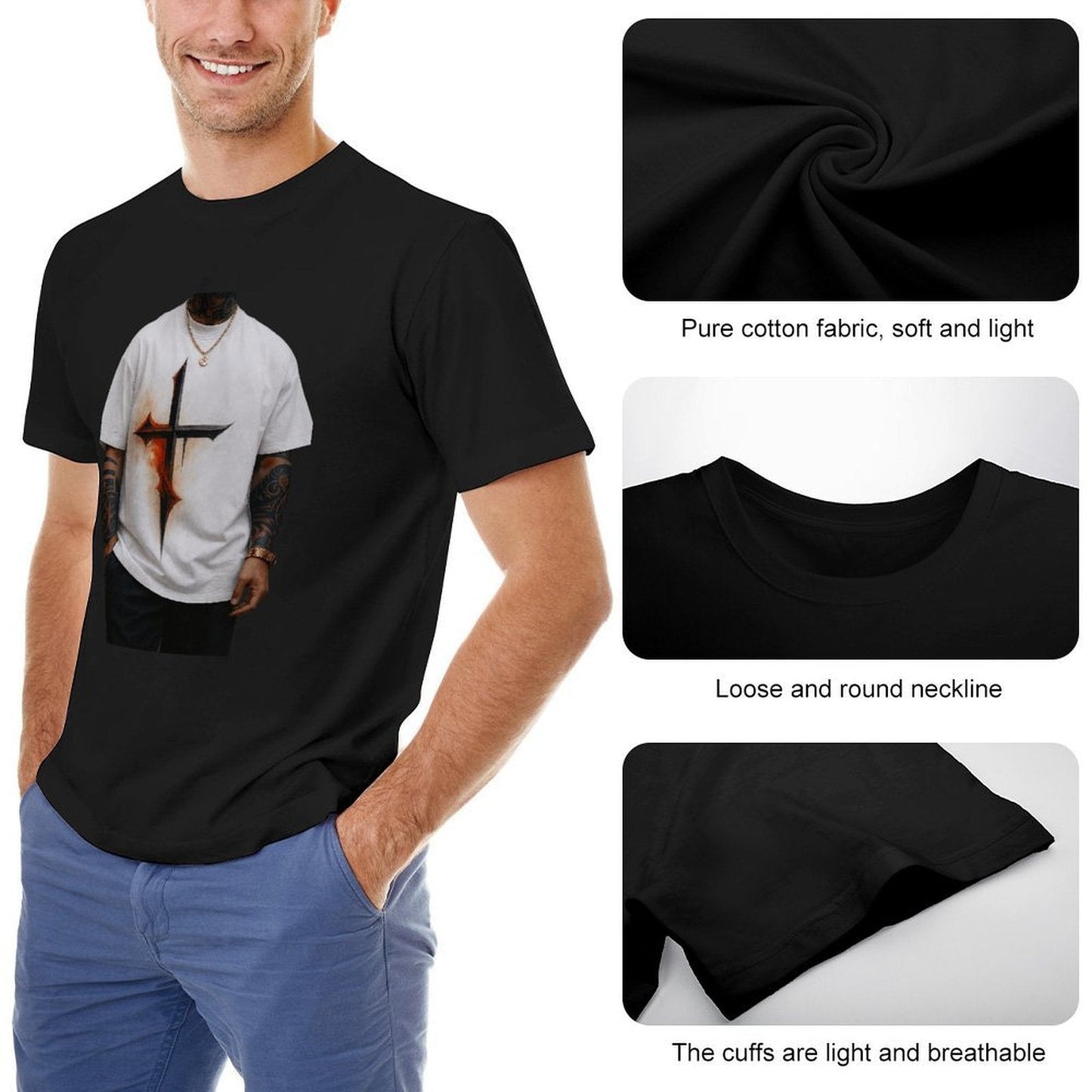 ,Men's Cotton Short - sleeved T-shirt, Breathable Loose - fitting Casual Summer Top, Suitable for Outdoor Activities and Daily Comfortable Wear,Men's T-shirt100%cottonz9ogpgdqn8hv - TrendyLookz