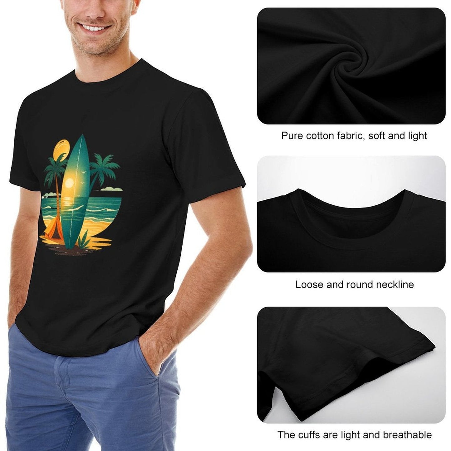 ,Men's Cotton Short - sleeved T-shirt, Breathable Loose - fitting Casual Summer Top, Suitable for Outdoor Activities and Daily Comfortable Wear,Men's T-shirt100%cottonz9ogjv2kl7vs - TrendyLookz