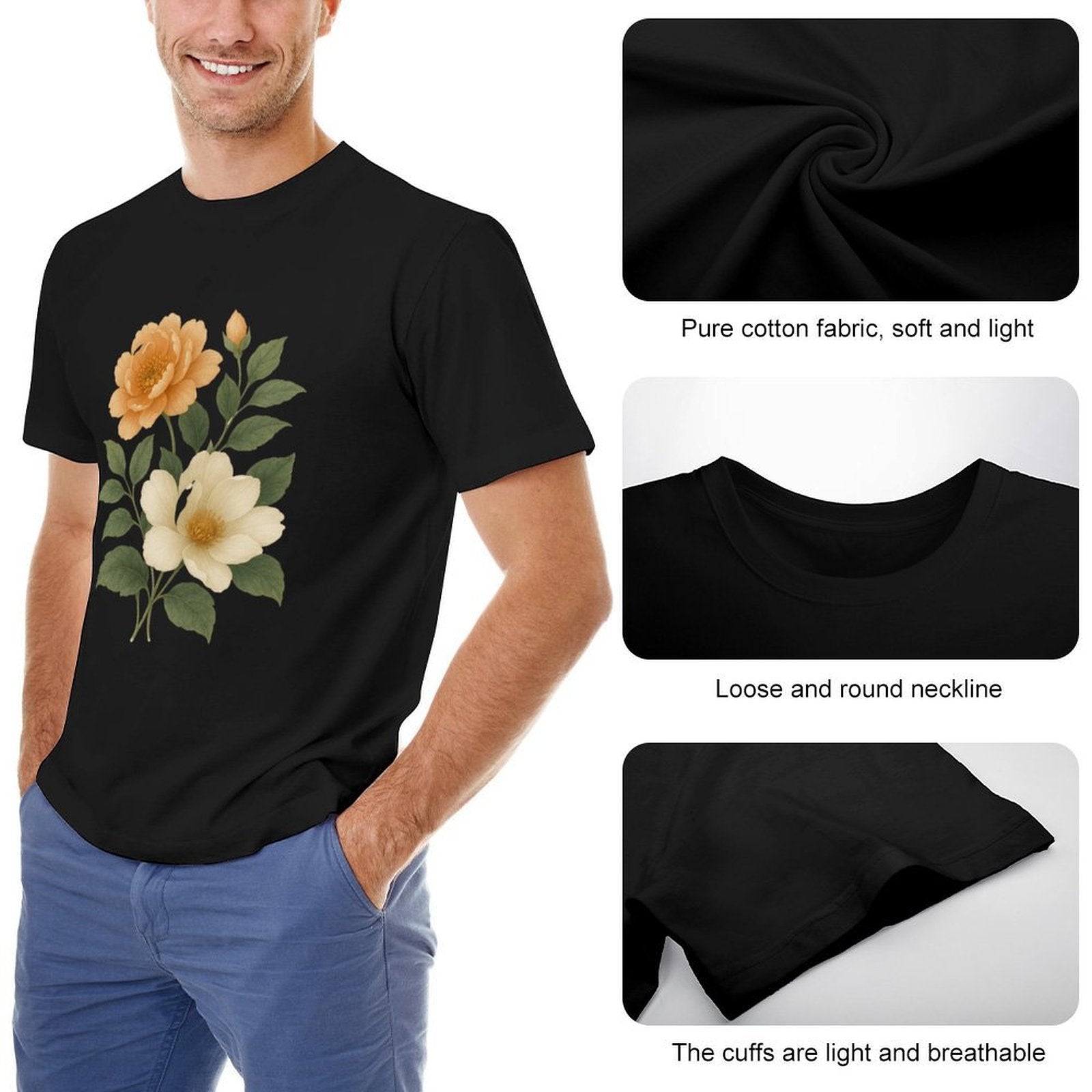 ,Men's Cotton Short - sleeved T-shirt, Breathable Loose - fitting Casual Summer Top, Suitable for Outdoor Activities and Daily Comfortable Wear,Men's T-shirt100%cottonz9ogju8njoye - TrendyLookz