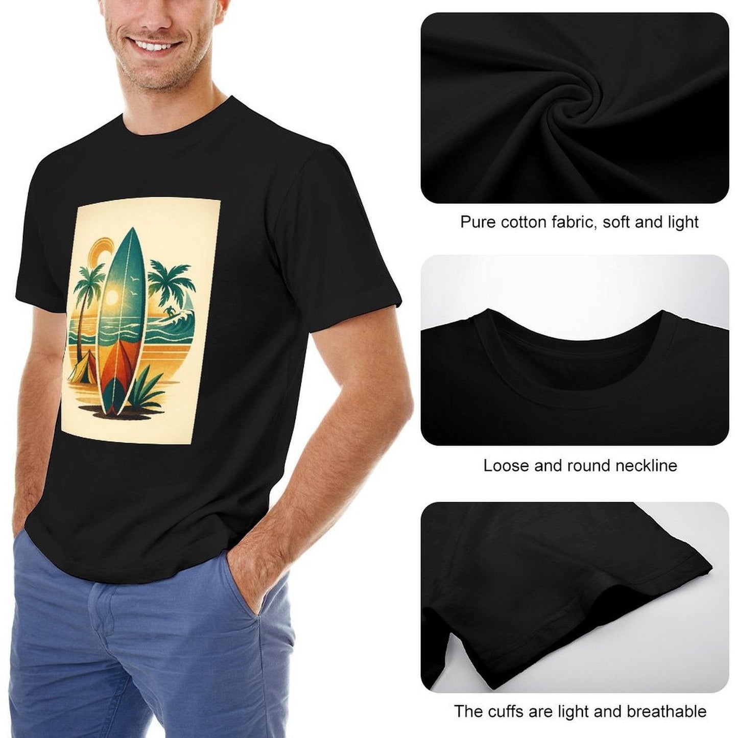 ,Men's Cotton Short - sleeved T-shirt, Breathable Loose - fitting Casual Summer Top, Suitable for Outdoor Activities and Daily Comfortable Wear,Men's T-shirt100%cottonzxv2owgy2orx - TrendyLookz