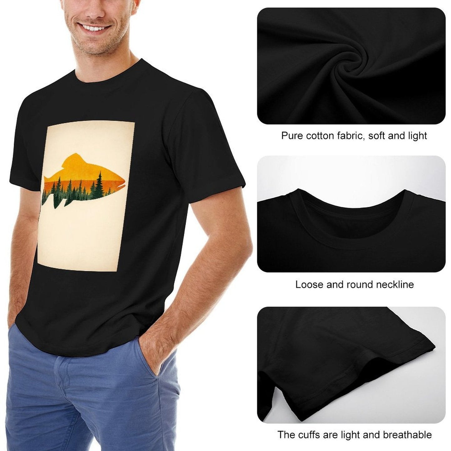 Men's Cotton Short - sleeved T-shirt, Breathable Loose - fitting Casual Summer Top, Suitable for Outdoor Activities and Daily Comfortable Wear,Men's T-shirt100%cottonzxv2oqt936yd - TrendyLookz