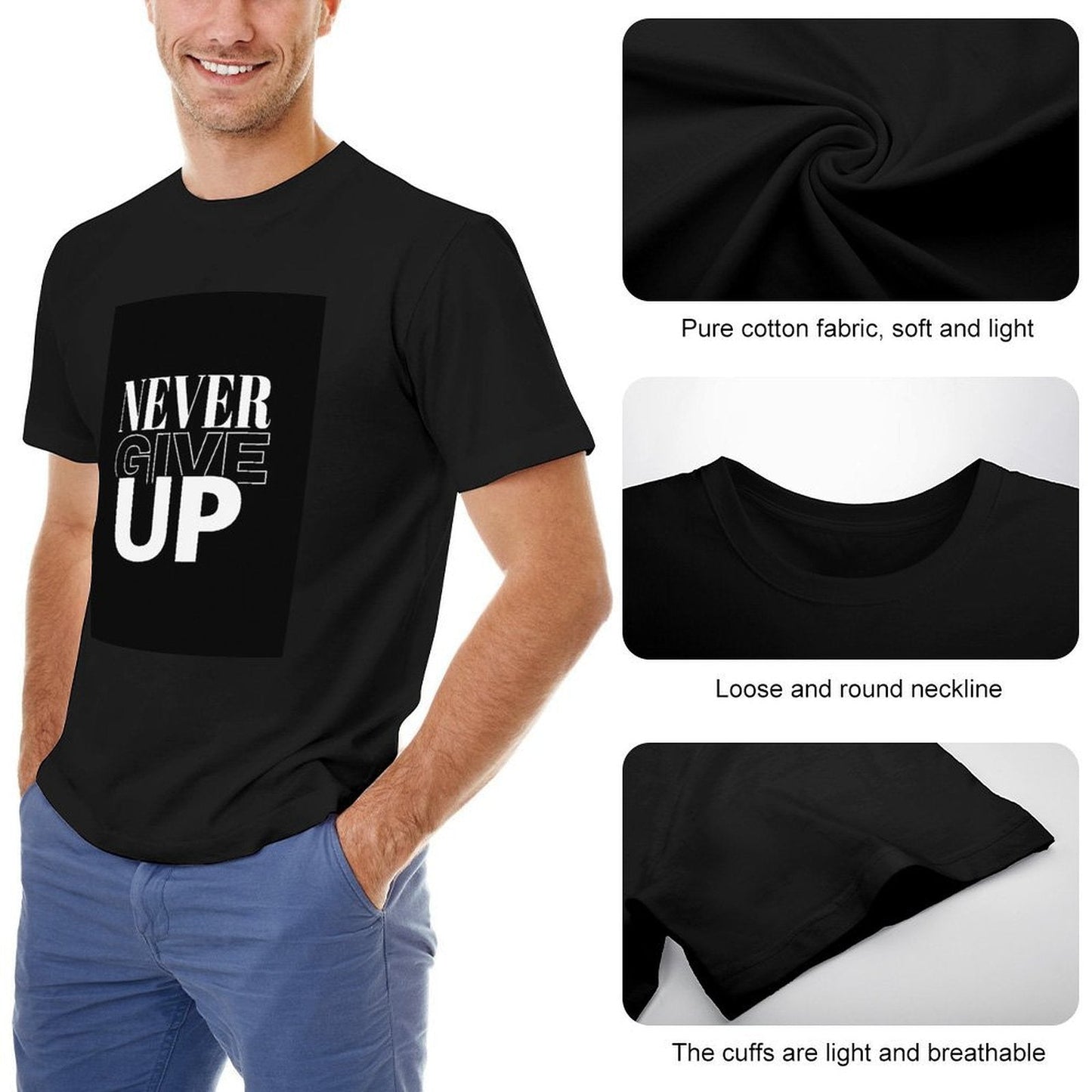 Men's Cotton Short - sleeved T-shirt, Breathable Loose - fitting Casual Summer Top, Suitable for Outdoor Activities and Daily Comfortable Wear,Men's T-shirt100%cottonzxv2oqe5r3be - TrendyLookz