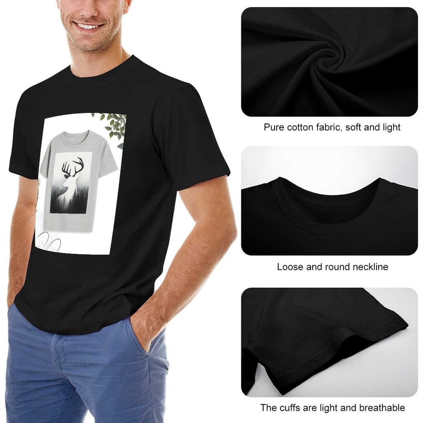 Men's Cotton Short - sleeved T-shirt, Breathable Loose - fitting Casual Summer Top, Suitable for Outdoor Activities and Daily Comfortable Wear,Men's T-shirt100%cottonzxvsgx28n2h0 - TrendyLookz