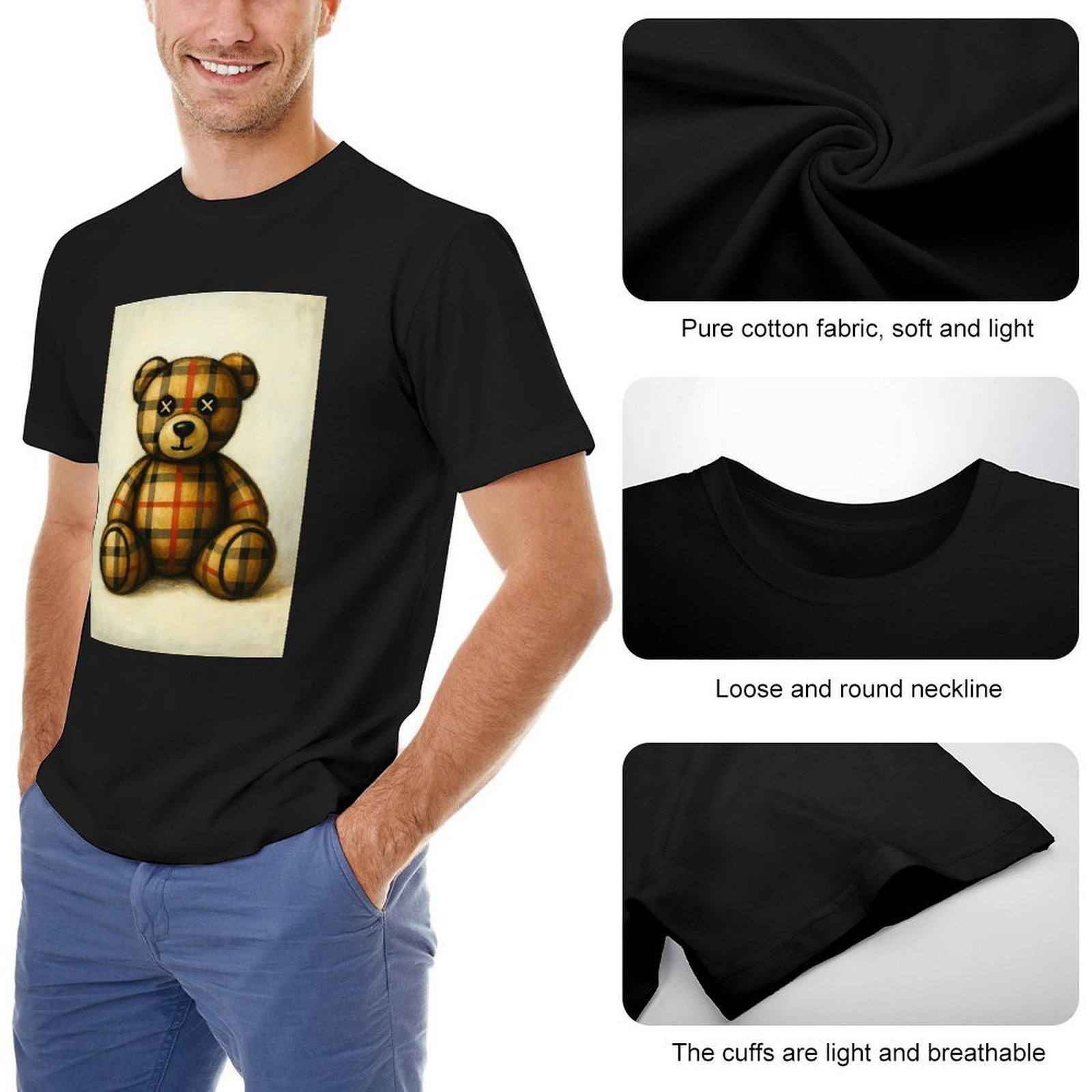 Men's Cotton Short - sleeved T-shirt, Breathable Loose - fitting Casual Summer Top, Suitable for Outdoor Activities and Daily Comfortable Wear,Men's T-shirt100%cottonzxvsgxuyzu0t - TrendyLookz