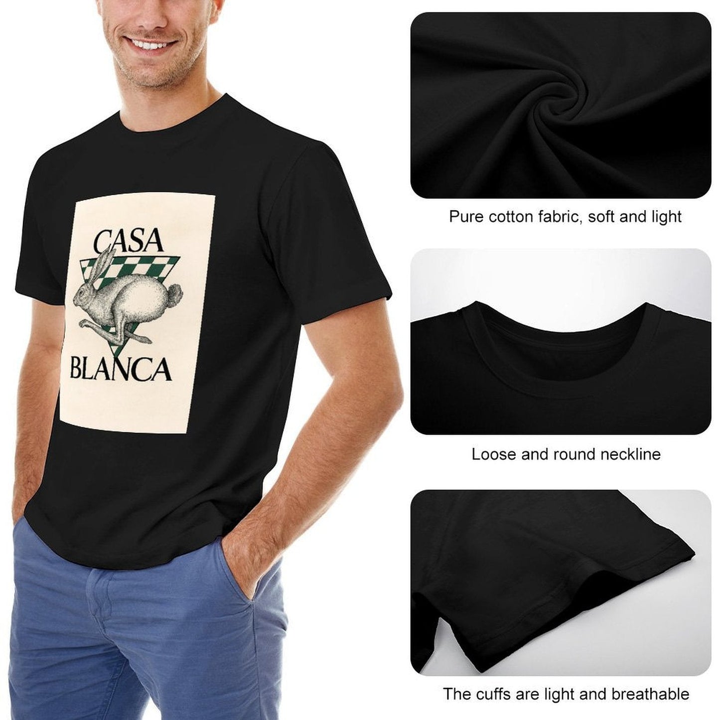 Men's Cotton Short - sleeved T-shirt, Breathable Loose - fitting Casual Summer Top, Suitable for Outdoor Activities and Daily Comfortable Wear,Men's T-shirt100%cottonzxvsgxrtpfnd - TrendyLookz
