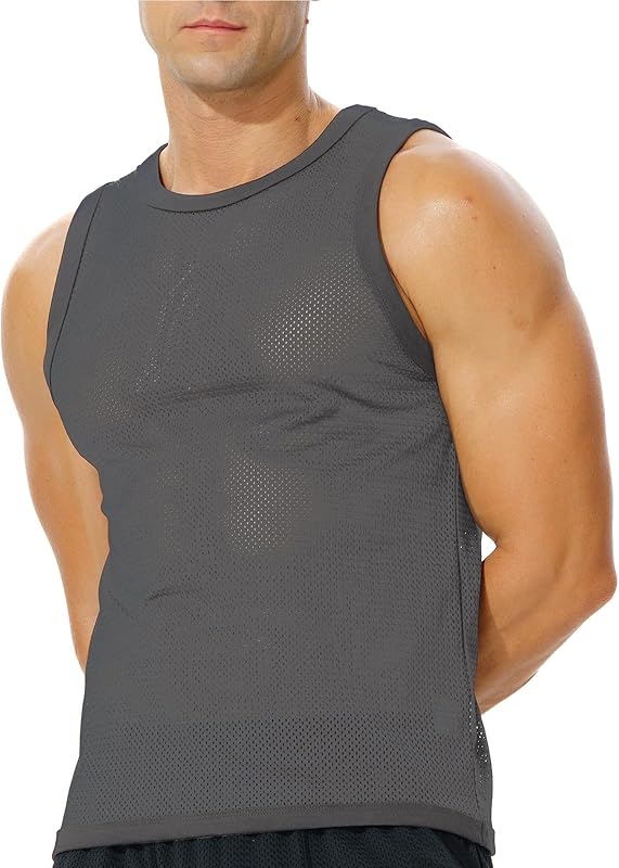 Men's Mesh Workout Tank Top Fitted Sleeveless Shirt for Casual Gym Muscle Training - TrendyLookz