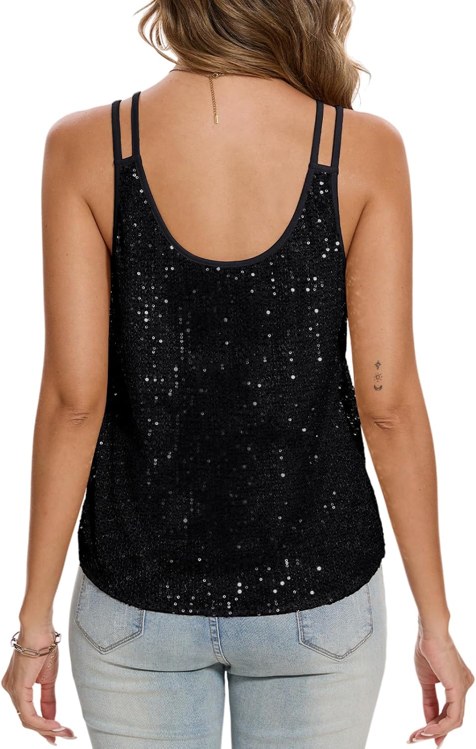 MINTLIMIT Sequin Tops for Women Sleeveless Sparkle Shimmer Tank Tops Glitter Disco Party Camisole Vest Top Blouse Shirt - TrendyLookz