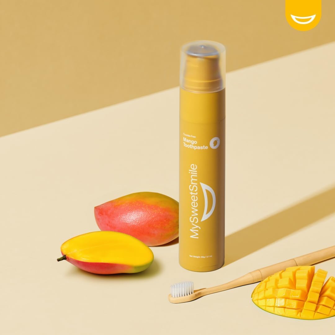 MySweetSmile Mango Flavoured Toothpaste - Fluoride Free Formula - Kid - Friendly Toothpaste - Deep Cleaning - Cavity Protection - Juicy Mango Flavour - 60g - TrendyLookz