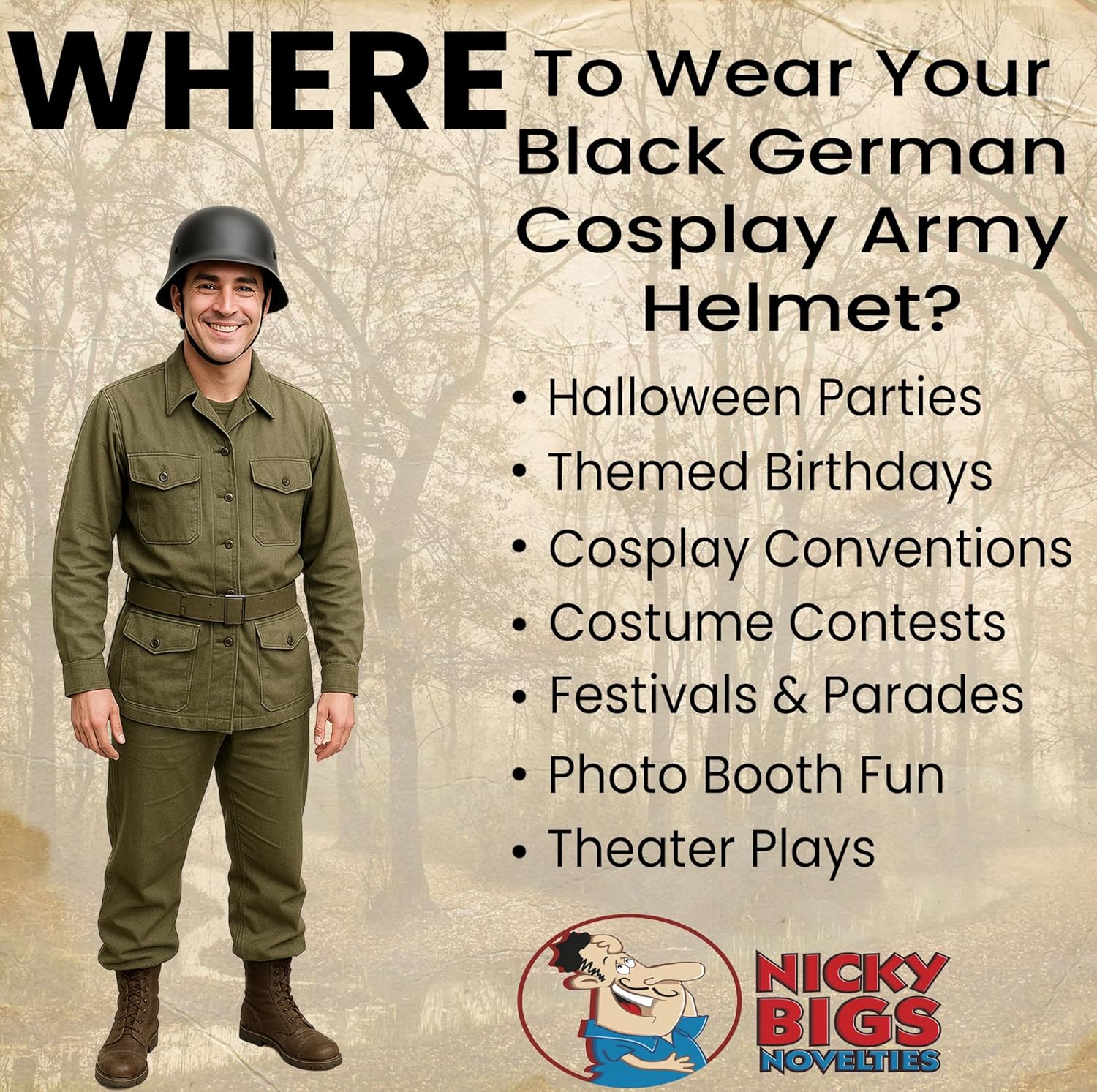 Nicky Bigs Novelties Plastic German Army Novelty Helmet Halloween Costume Accessory - TrendyLookz