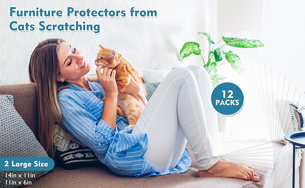 No Glue Marks - Finokeil Cat Scratch Furniture Protector, Couch Protector from Cat Claws, Eco - Friendly Furniture Protectors from Cats Scratching, Correcting Pet Scratching Habits(12 - Pack+50 Pins) - TrendyLookz