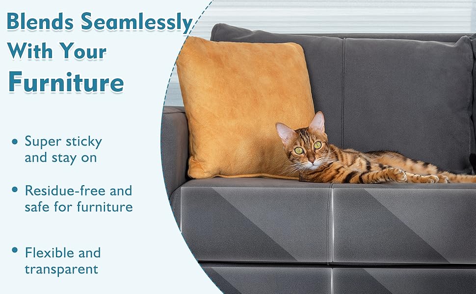 No Glue Marks - Finokeil Cat Scratch Furniture Protector, Couch Protector from Cat Claws, Eco - Friendly Furniture Protectors from Cats Scratching, Correcting Pet Scratching Habits(12 - Pack+50 Pins) - TrendyLookz