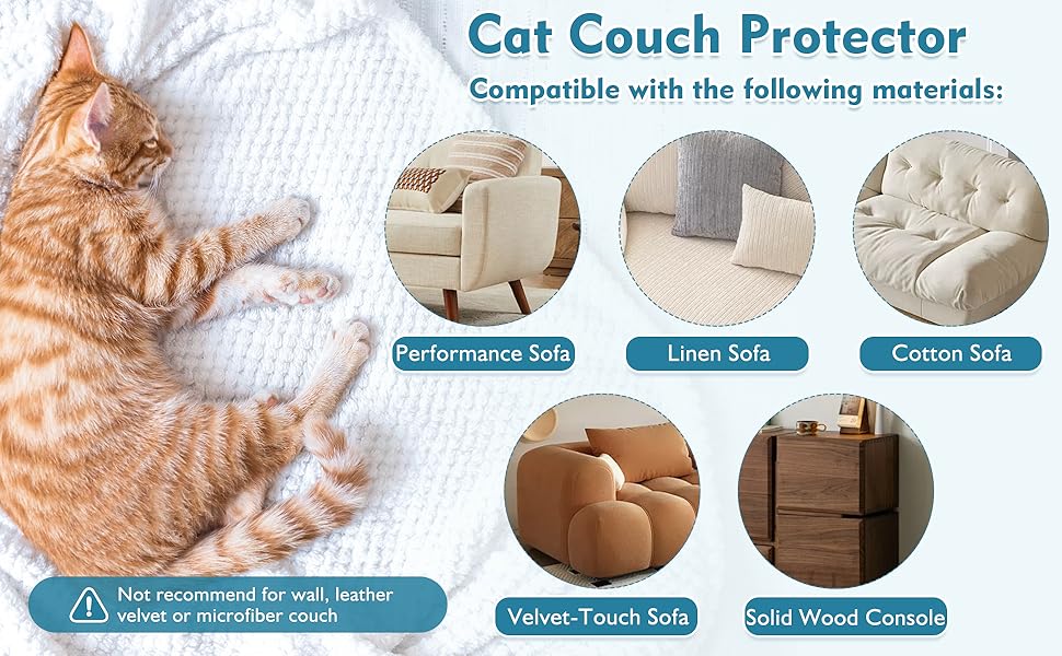 No Glue Marks - Finokeil Cat Scratch Furniture Protector, Couch Protector from Cat Claws, Eco - Friendly Furniture Protectors from Cats Scratching, Correcting Pet Scratching Habits(12 - Pack+50 Pins) - TrendyLookz