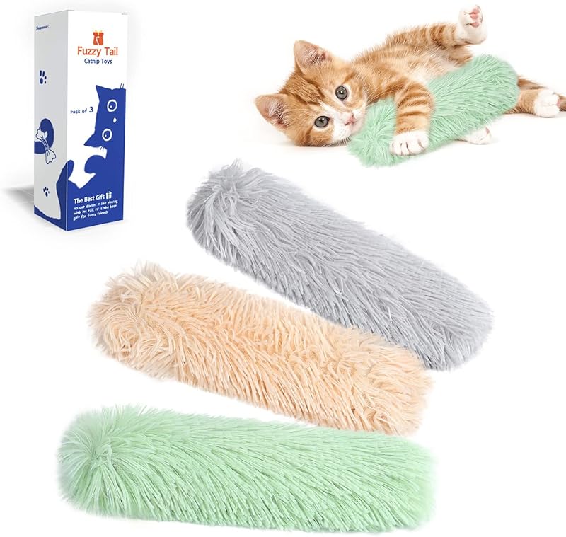 Potaroma Cat Toys Pillows, 3 Pack, Soft and Durable Crinkle Sound with Catnip Inside, Interactive Indoor Kitten Kicker, Promotes Kitty Exercise - TrendyLookz