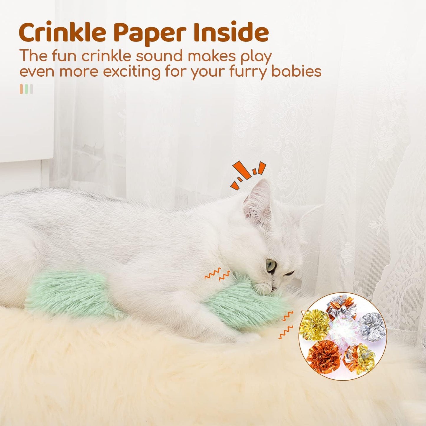 Potaroma Cat Toys Pillows, 3 Pack, Soft and Durable Crinkle Sound with Catnip Inside, Interactive Indoor Kitten Kicker, Promotes Kitty Exercise - TrendyLookz