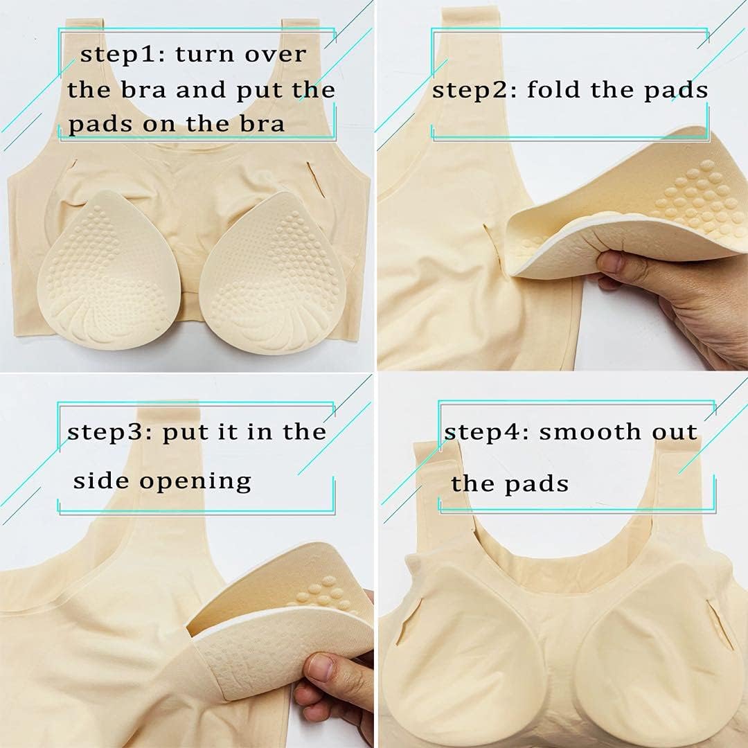 PRETTYWELL Bra Pads Inserts, 2 Pairs Latex Bras Inserts for Sports Bras, Bra Cups Inserts for Bikini Tops - TrendyLookz