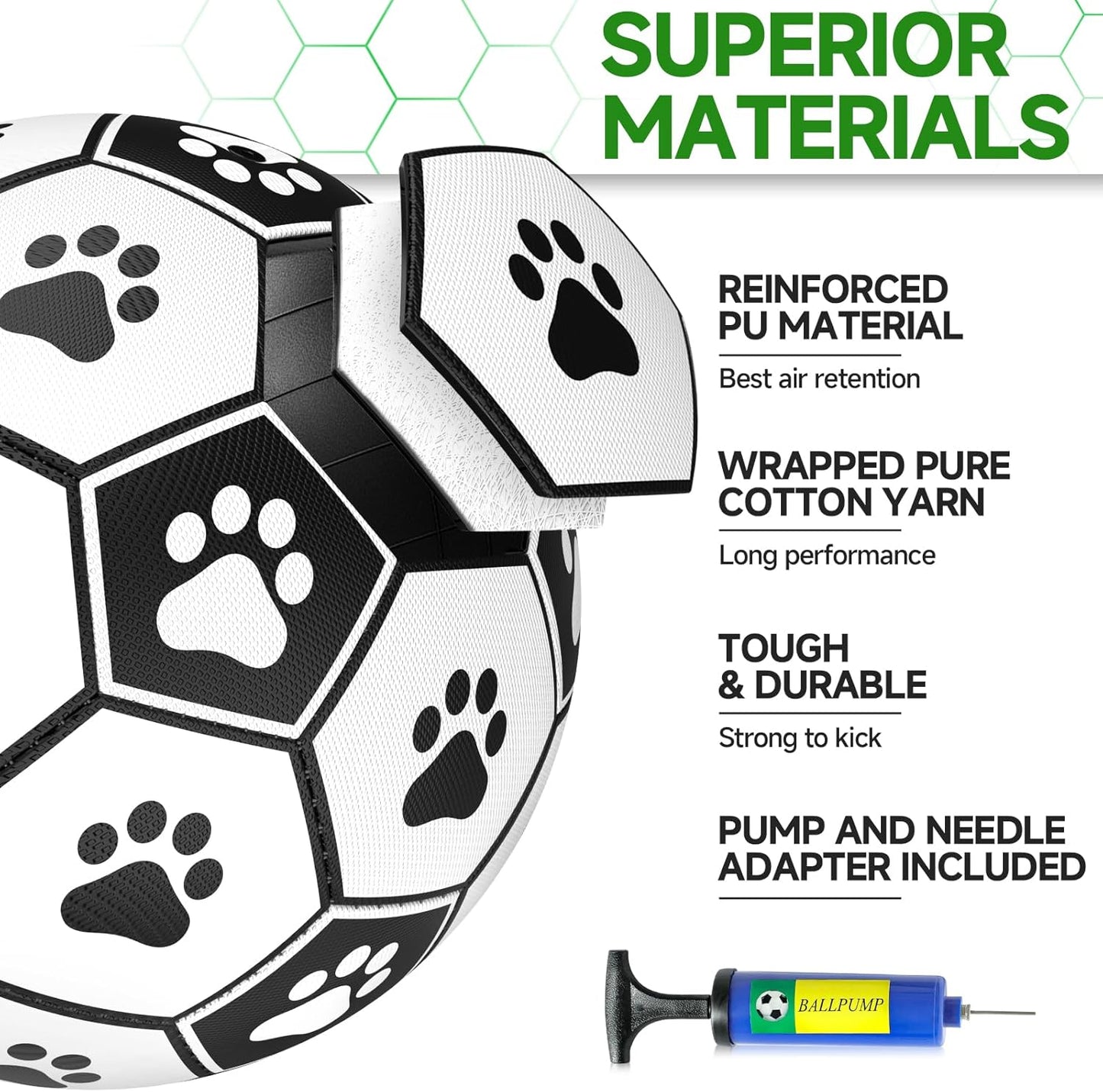QDAN Dog Toys Balls, Dog Soccer Ball with Straps, Dog Birthday Gifts, Herding Ball, Durable Dogs Balls for Small Medium Pet, Puppy Outdoor Water Toy, World Cup Soccer (6 Inch) - TrendyLookz