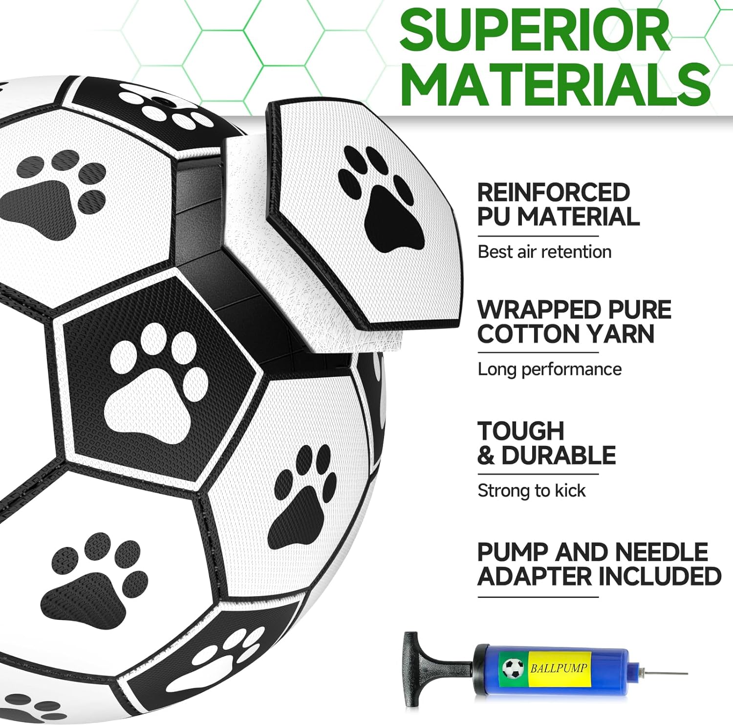 QDAN Dog Toys Balls, Dog Soccer Ball with Straps, Dog Birthday Gifts, Herding Ball, Durable Dogs Balls for Small Medium Pet, Puppy Outdoor Water Toy, World Cup Soccer (6 Inch) - TrendyLookz