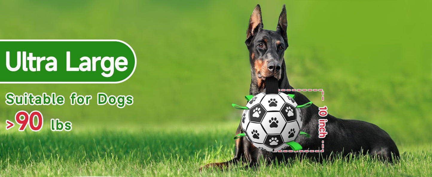QDAN Dog Toys Balls, Dog Soccer Ball with Straps, Dog Birthday Gifts, Herding Ball, Durable Dogs Balls for Small Medium Pet, Puppy Outdoor Water Toy, World Cup Soccer (6 Inch) - TrendyLookz