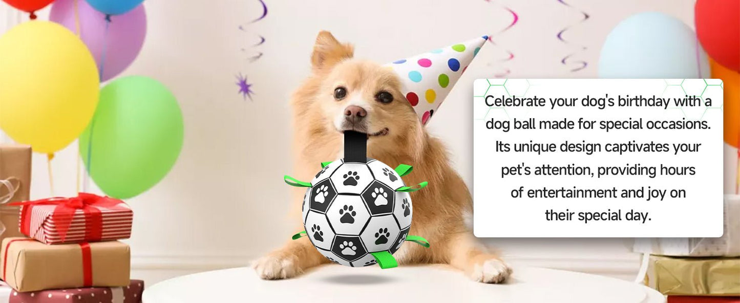 QDAN Dog Toys Balls, Dog Soccer Ball with Straps, Dog Birthday Gifts, Herding Ball, Durable Dogs Balls for Small Medium Pet, Puppy Outdoor Water Toy, World Cup Soccer (6 Inch) - TrendyLookz