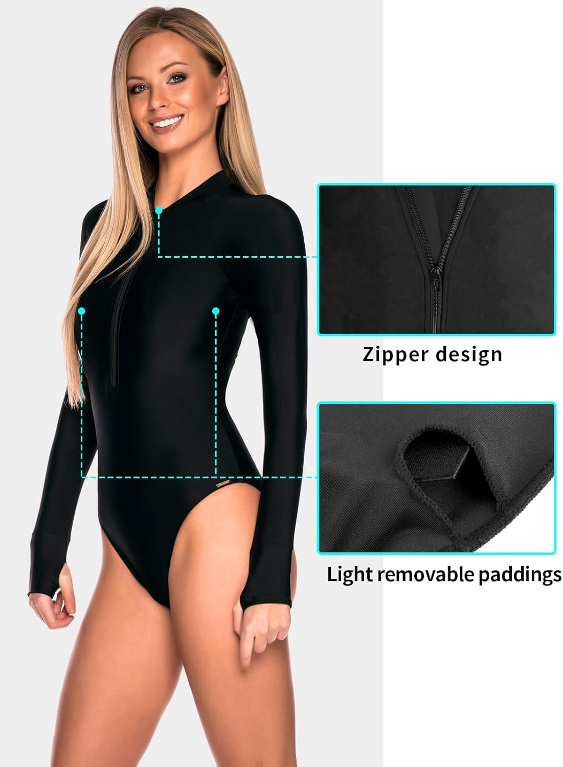 RELLECIGA Women's One Piece Swimsuits Long Sleeve Rash Guard UV Protection Surfing Swimsuit Bathing Suit - TrendyLookz
